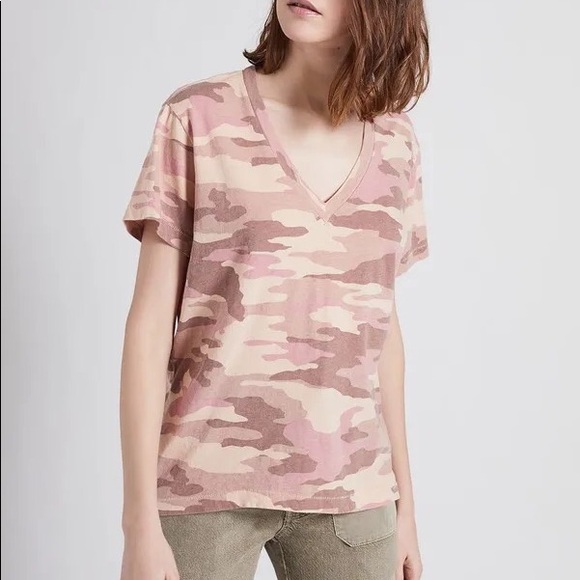 Current Elliot Pink Camo V-Neck T-shirt Size 1 (Small) - Picture 2 of 6